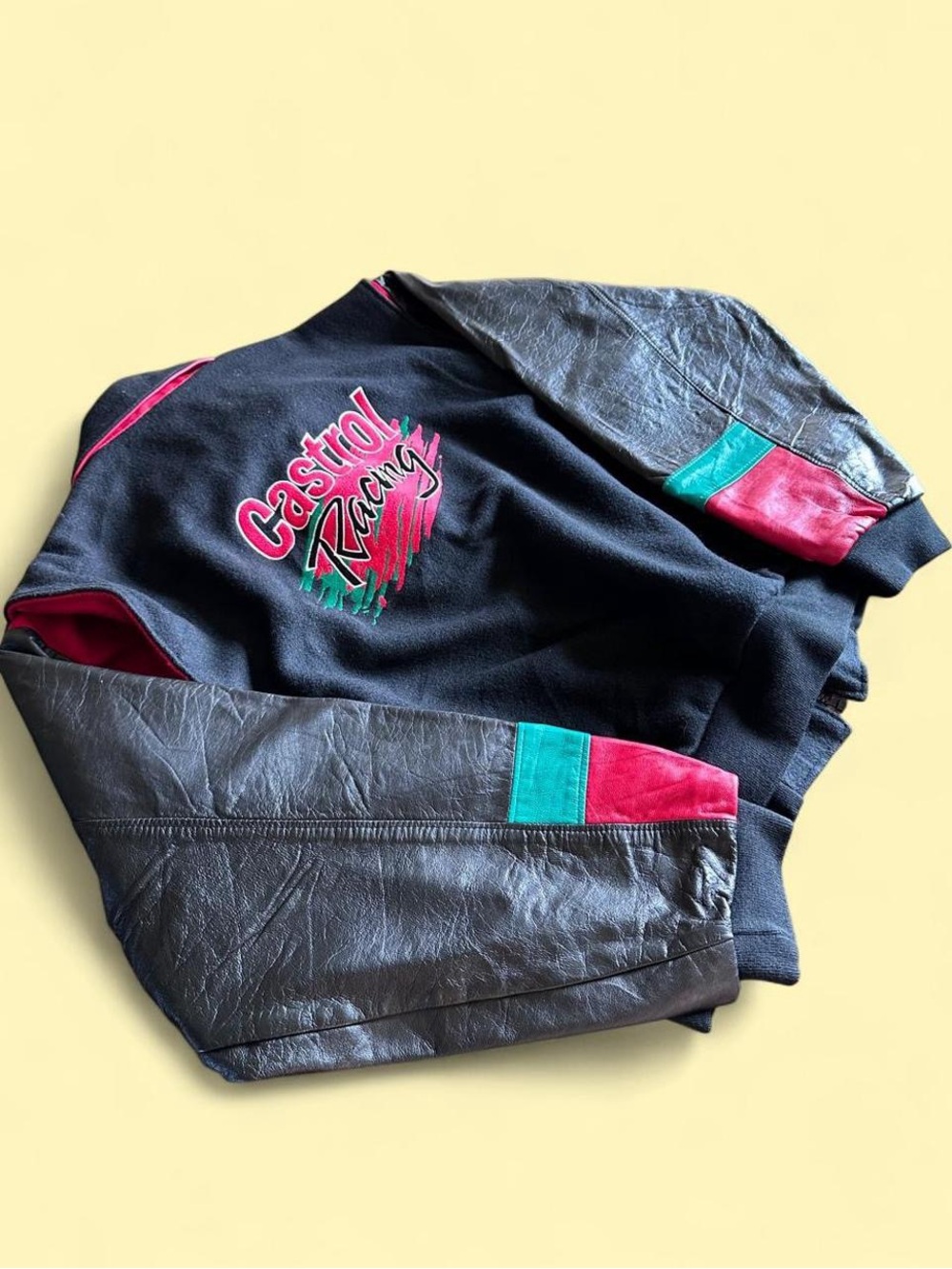 Vintage Castrol Motor Oil Racing Jacket Wool Leather Men’s Size L